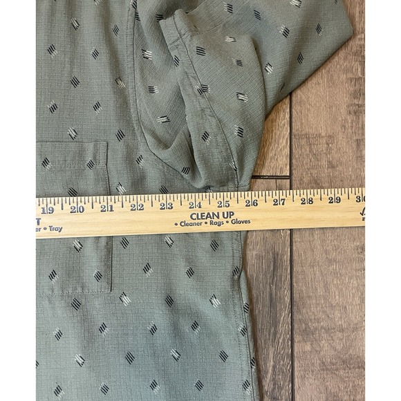 Crazy Horse A Claiborne Company 100% Silk Button Up Short Sleeve Shirt XL Olive - Picture 6 of 14